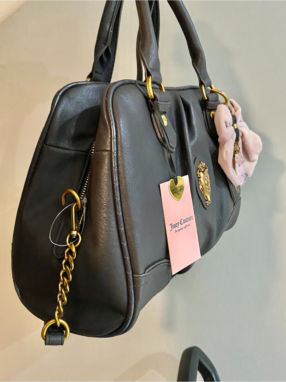 Juicy Couture Black Bow Accent Satchel Bag - Picture 2 of 5